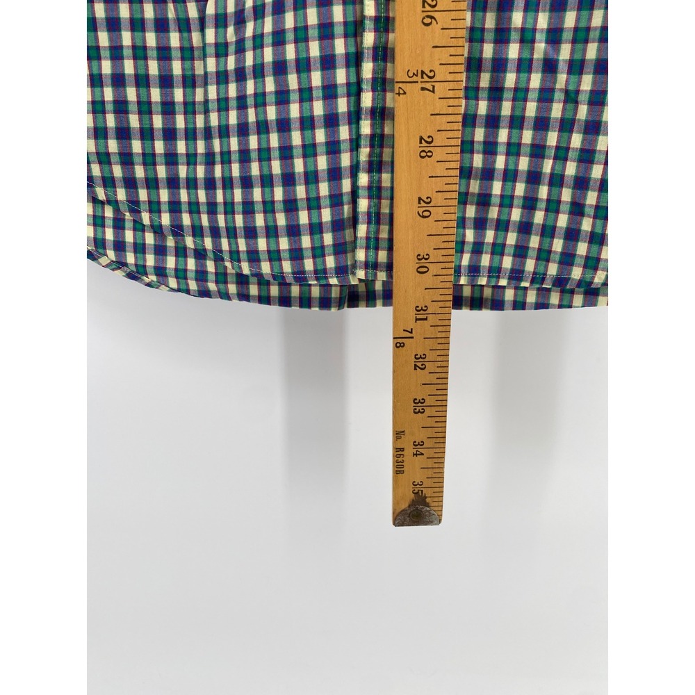 Chaps Ralph Lauren Mens Plaid Short Sleeve Button Down Shirt Blue Green Medium - Picture 5 of 7